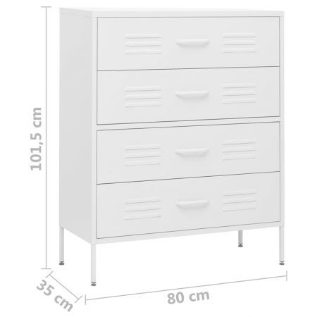 Chest of Drawers White 80x35x101.5 cm Steel