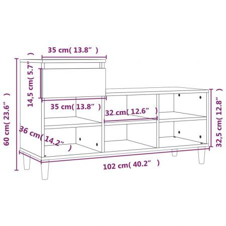 Shoe Cabinet Black 102x36x60 cm Engineered Wood