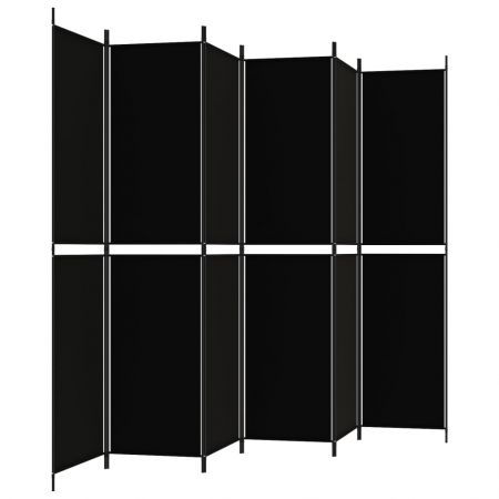 6-Panel Room Divider Black 300x220 cm Fabric