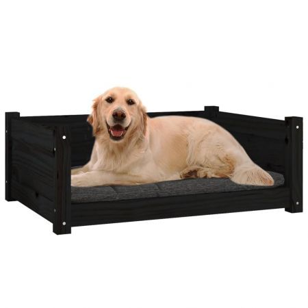 Dog Bed Black 75.5x55.5x28 cm Solid Pine Wood