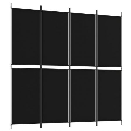 4-Panel Room Divider Black 200x200 cm Fabric