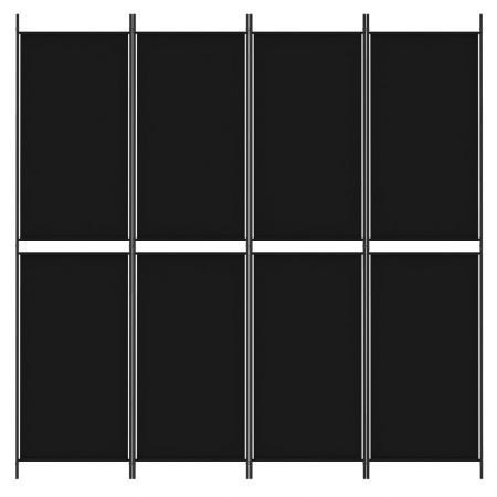 4-Panel Room Divider Black 200x200 cm Fabric