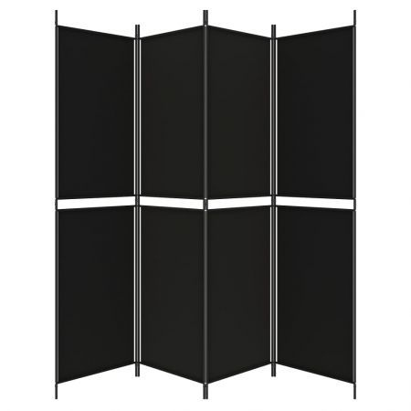 4-Panel Room Divider Black 200x200 cm Fabric