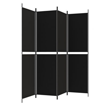 4-Panel Room Divider Black 200x200 cm Fabric