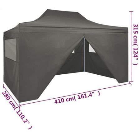 Professional Folding Party Tent with 4 Sidewalls 3x4 m Steel Anthracite