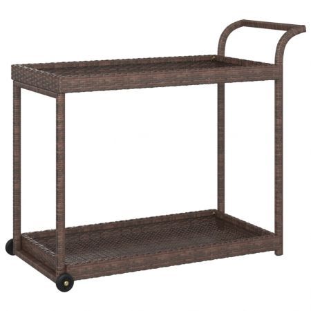 Bar Cart Brown 100x45x83 cm Poly Rattan