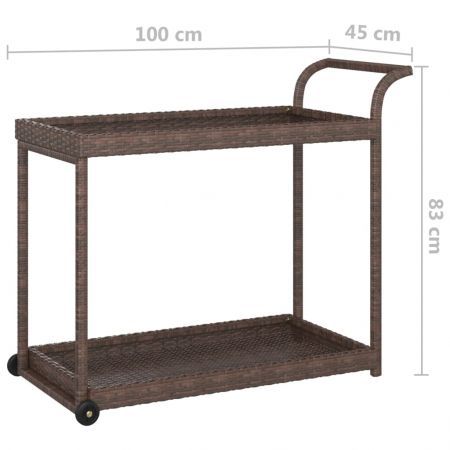 Bar Cart Brown 100x45x83 cm Poly Rattan