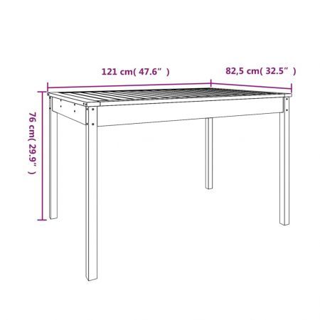 Garden Table Grey 121x82.5x76 cm Solid Wood Pine