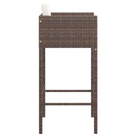 Bar Stools 2 pcs with Cushions Brown Poly Rattan