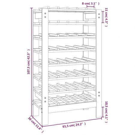 Wine Rack 61.5x30x107.5 cm Solid Wood Pine