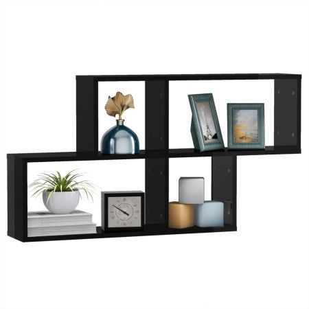 Wall Shelf High Gloss Black 100x18x53 cm Engineered Wood