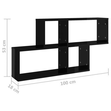 Wall Shelf High Gloss Black 100x18x53 cm Engineered Wood