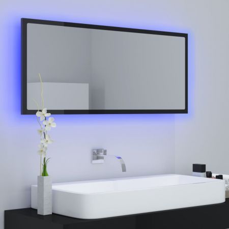 LED Bathroom Mirror High Gloss Black 100x8.5x37 cm Acrylic