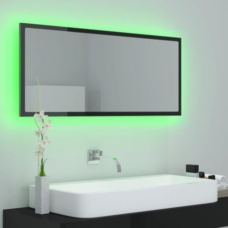 LED Bathroom Mirror High Gloss Black 100x8.5x37 cm Acrylic