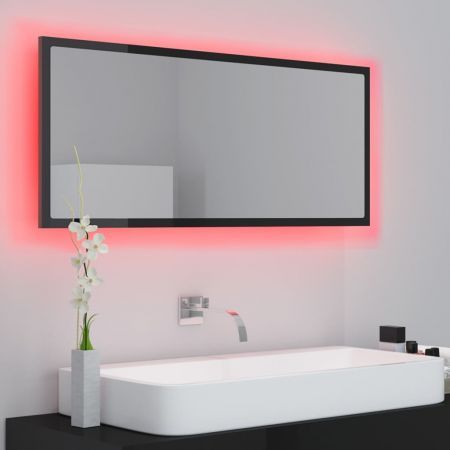 LED Bathroom Mirror High Gloss Black 100x8.5x37 cm Acrylic