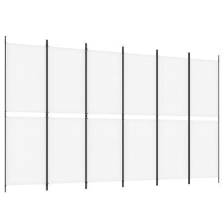 6-Panel Room Divider White 300x180 cm Fabric