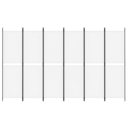 6-Panel Room Divider White 300x180 cm Fabric