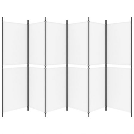 6-Panel Room Divider White 300x180 cm Fabric