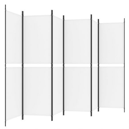 6-Panel Room Divider White 300x180 cm Fabric