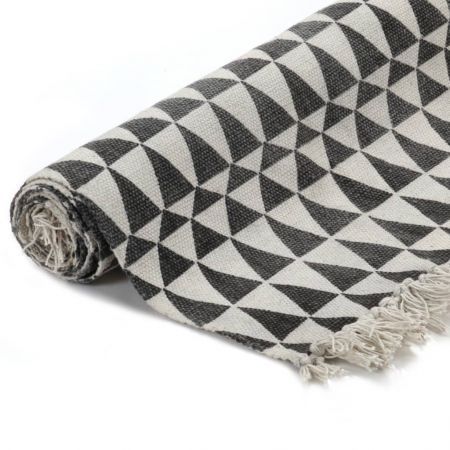 Kilim Rug Cotton 120x180 cm with Pattern Black/White