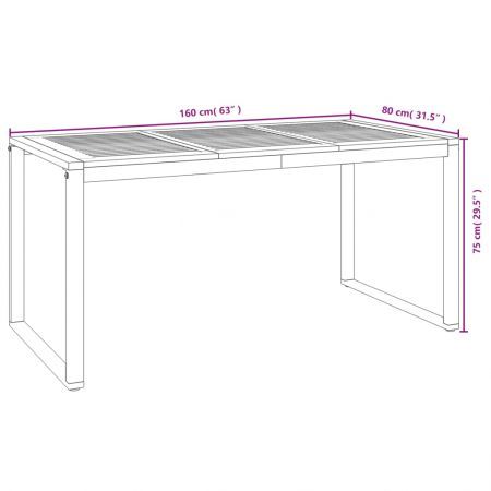 Garden Table with U-shaped Legs 160x80x75 cm Solid Wood Acacia