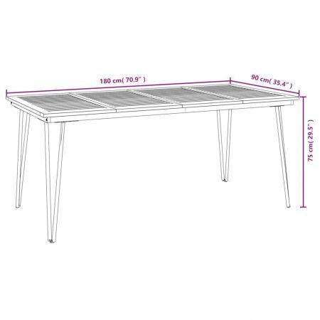 Garden Table with Hairpin Legs 180x90x75 cm Solid Wood Acacia