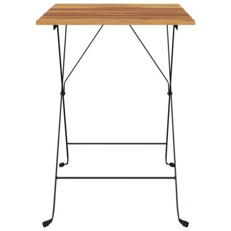 Folding Bistro Table 55x54x71 cm Solid Wood Teak and Steel