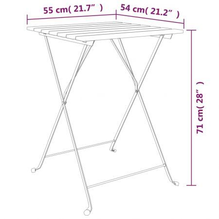 Folding Bistro Table 55x54x71 cm Solid Wood Teak and Steel