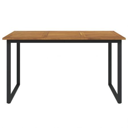 Garden Table with U-shaped Legs 140x80x75 cm Solid Wood Acacia