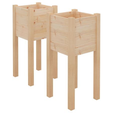 Garden Planters 2 pcs 31x31x70 cm Solid Pinewood