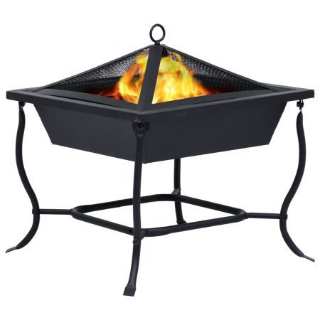 Fire Pit Black 42x42x45 cm Steel