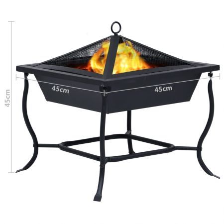 Fire Pit Black 42x42x45 cm Steel