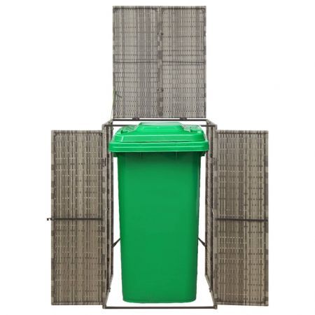 Single Wheelie Bin Shed Grey 70x80x117 cm Poly Rattan