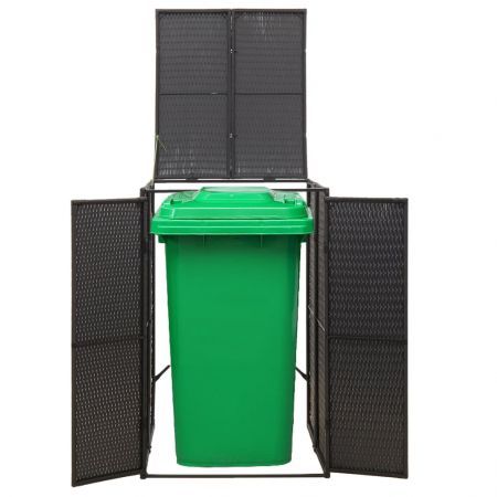 Single Wheelie Bin Shed Black 70x80x117 cm Poly Rattan