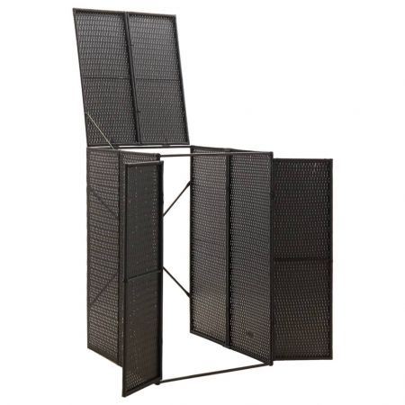 Single Wheelie Bin Shed Black 70x80x117 cm Poly Rattan