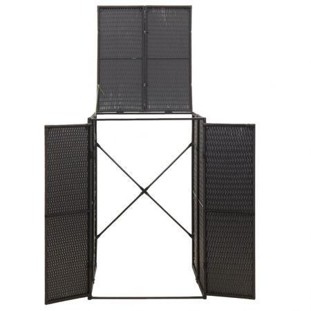 Single Wheelie Bin Shed Black 70x80x117 cm Poly Rattan