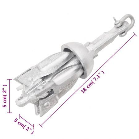 Folding Anchor with Rope Silver 0.7 kg Malleable Iron