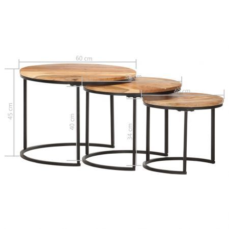 Nesting Tables 3 pcs Solid Wood Acacia