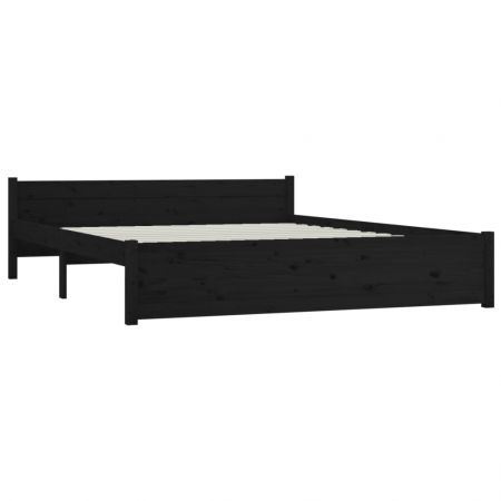 Bed Frame Black Solid Wood 153x203 cm Queen Size