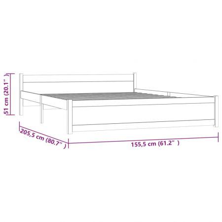 Bed Frame Black Solid Wood 153x203 cm Queen Size