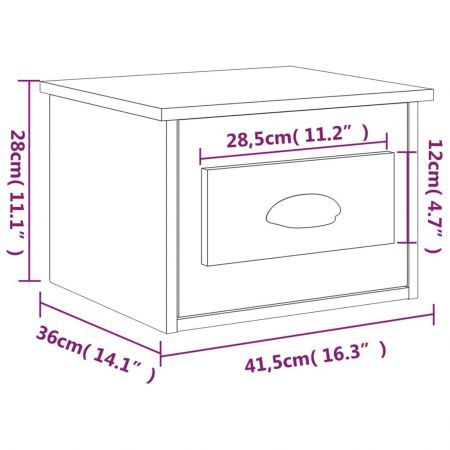 Wall-mounted Bedside Cabinet Black 41.5x36x28cm