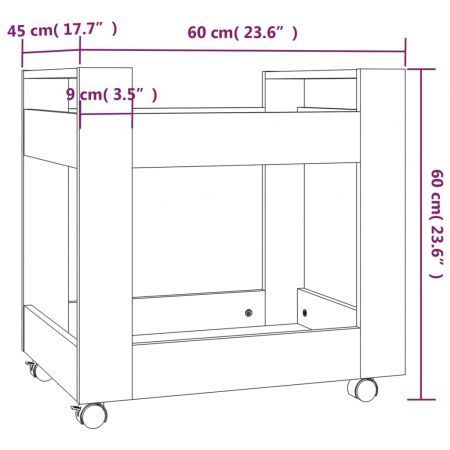 Desk Trolley White 60x45x60 cm Engineered Wood