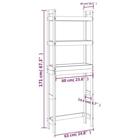 Toilet Rack White 63x26x171 cm Solid Wood Pine