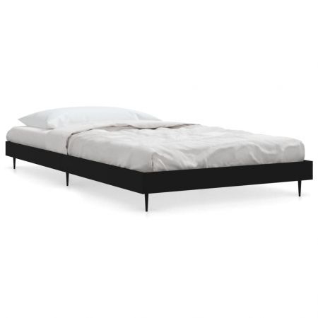 Bed Frame Black 92x187 cm Single Bed Size Engineered Wood