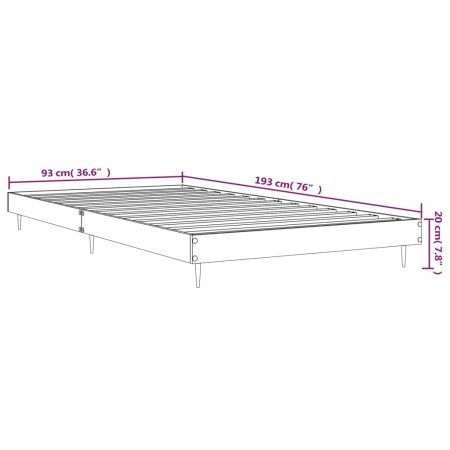 Bed Frame Black 92x187 cm Single Bed Size Engineered Wood