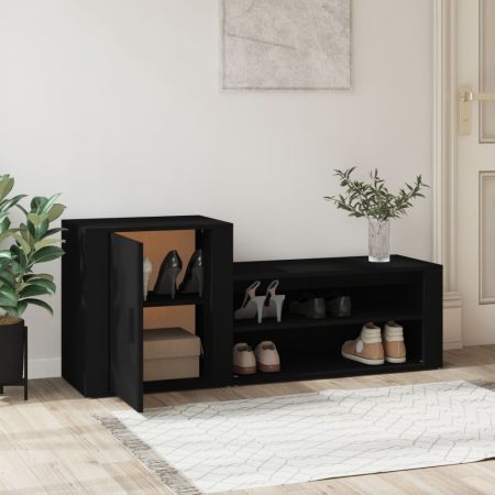 Shoe Cabinet Black 130x35x54 cm Engineered Wood