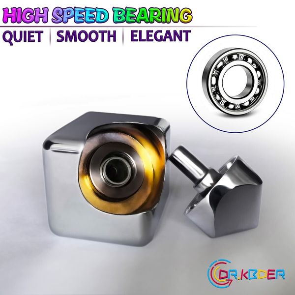 Fidget Toy Metal Figette Cube Spinner 2PCS,Quiet Small Cool Gadget Desk Toy Sensory Fidget Anxiety Toys,ADHD Stress Relief Stocking Stuffer Gifts for Kids,Teens,Men (Black+Silver)