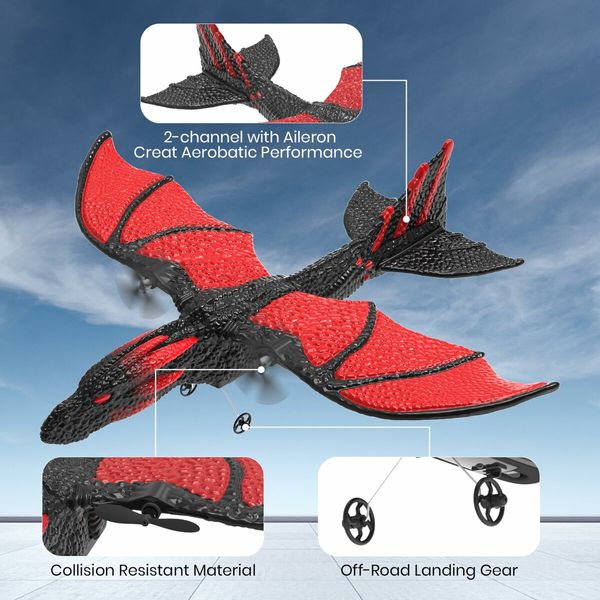 RC Plane,2.4GHz Remote Control Dragon Plane Toys,2CH 6-axis Gyro Stabilizer RTF Airplane with 2 Batteries