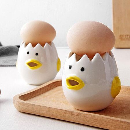 Egg White Separator Cute Cartoon Model Kitchen Accessories Easy Separation of Egg Whites and Yolks Ceramics Cooking Kitchen Tool Color Yellow