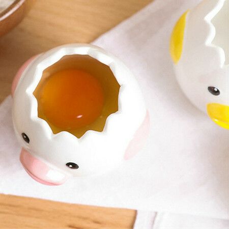 Egg White Separator Cute Cartoon Model Kitchen Accessories Easy Separation of Egg Whites and Yolks Ceramics Cooking Kitchen Tool Color Yellow